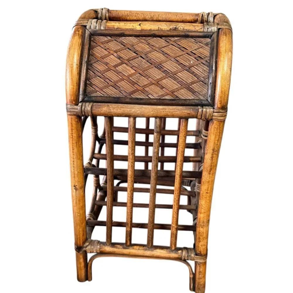 Vintage 70’s Bamboo and Rattan 6 bottle Freestanding Wine Rack
